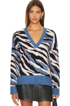 Online Abstract V Neck Sweater Sweaters & Knits