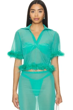 Discount Aziza Sheer Top Tops