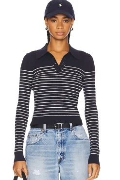 New Camelia Stripe Polo Tops