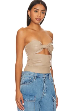 Discount Daxton Faux Leather Top Tops