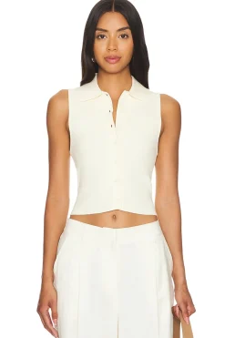 Hot Esti Sleeveless Polo Vest Top Tops