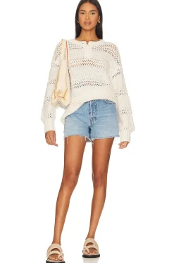 Best Mara Henley Open Stitch Sweater Sweaters & Knits