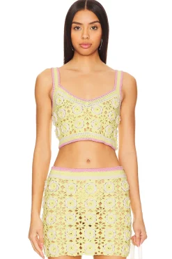 Hot Meadow Crochet Top Tops