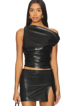 Clearance Noa Faux Leather Top Tops