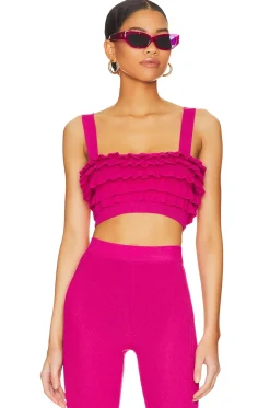 Online Razi Ruffle Knit Crop Top Tops