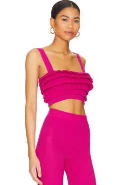 Online Razi Ruffle Knit Crop Top Tops