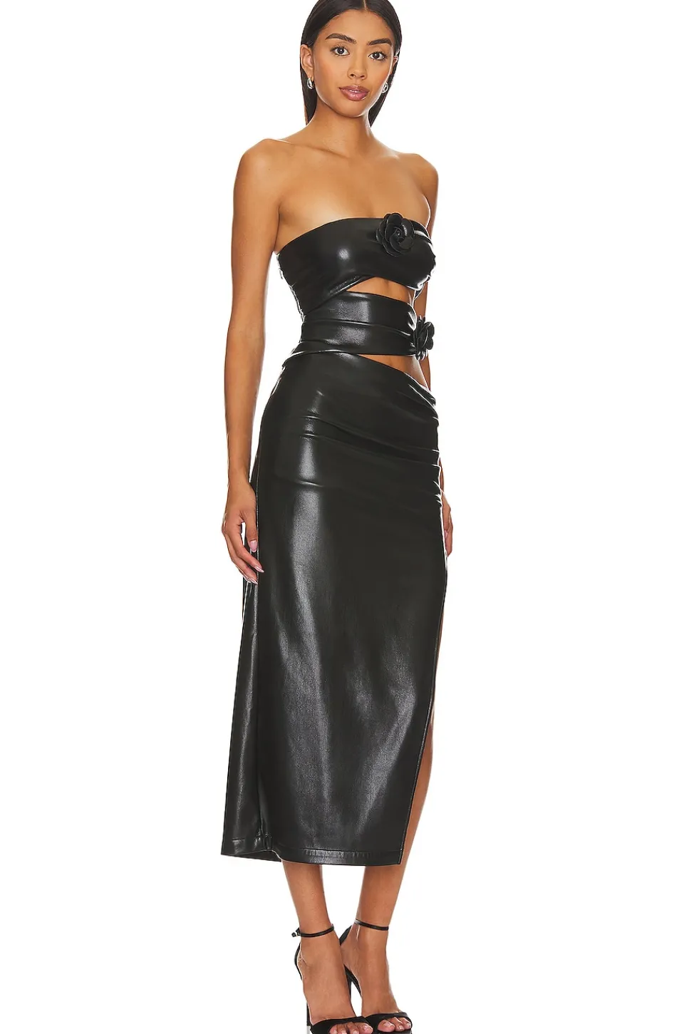 Online Sabine Faux Leather Midi Dress Leather