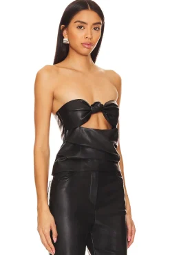 Discount x Anja Dujakovi? Daxton Faux Leather Top Tops