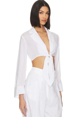 Sale x Jetset Christina Noemi Cropped Beach Shirt Tops